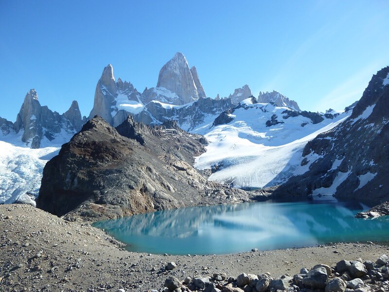 Laguna de los Tres below Mount Fitz Roy, the most famous hike from El Chaltén